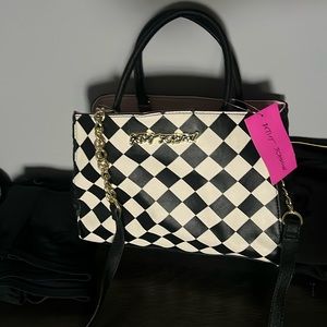 Betsy Johnson medium sized black and white checkered purse